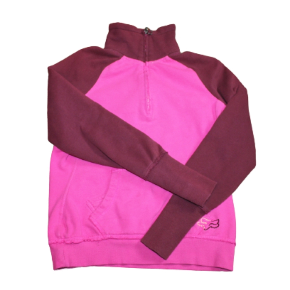 Womens size medium pink and burgundy fox racing half zip